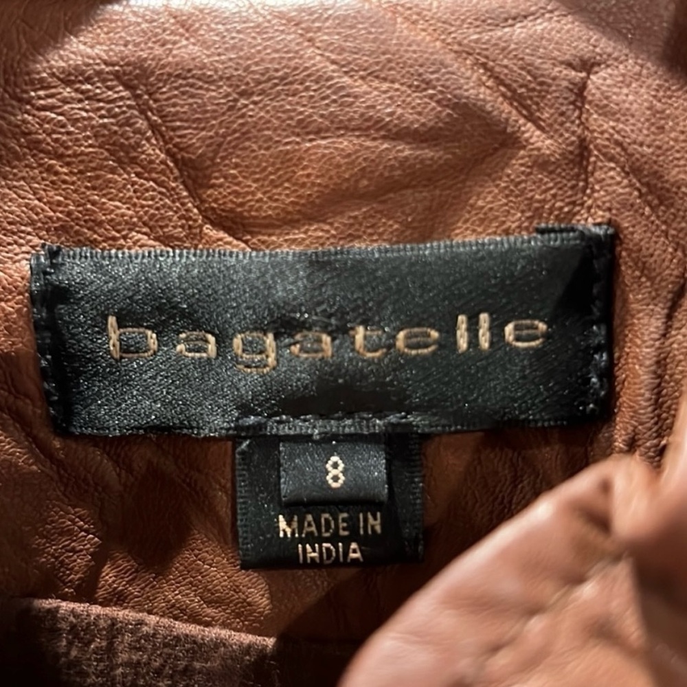 Vintage Bagatelle Brown lightweight leather moto jacket, size 8 - Picture 9 of 12
